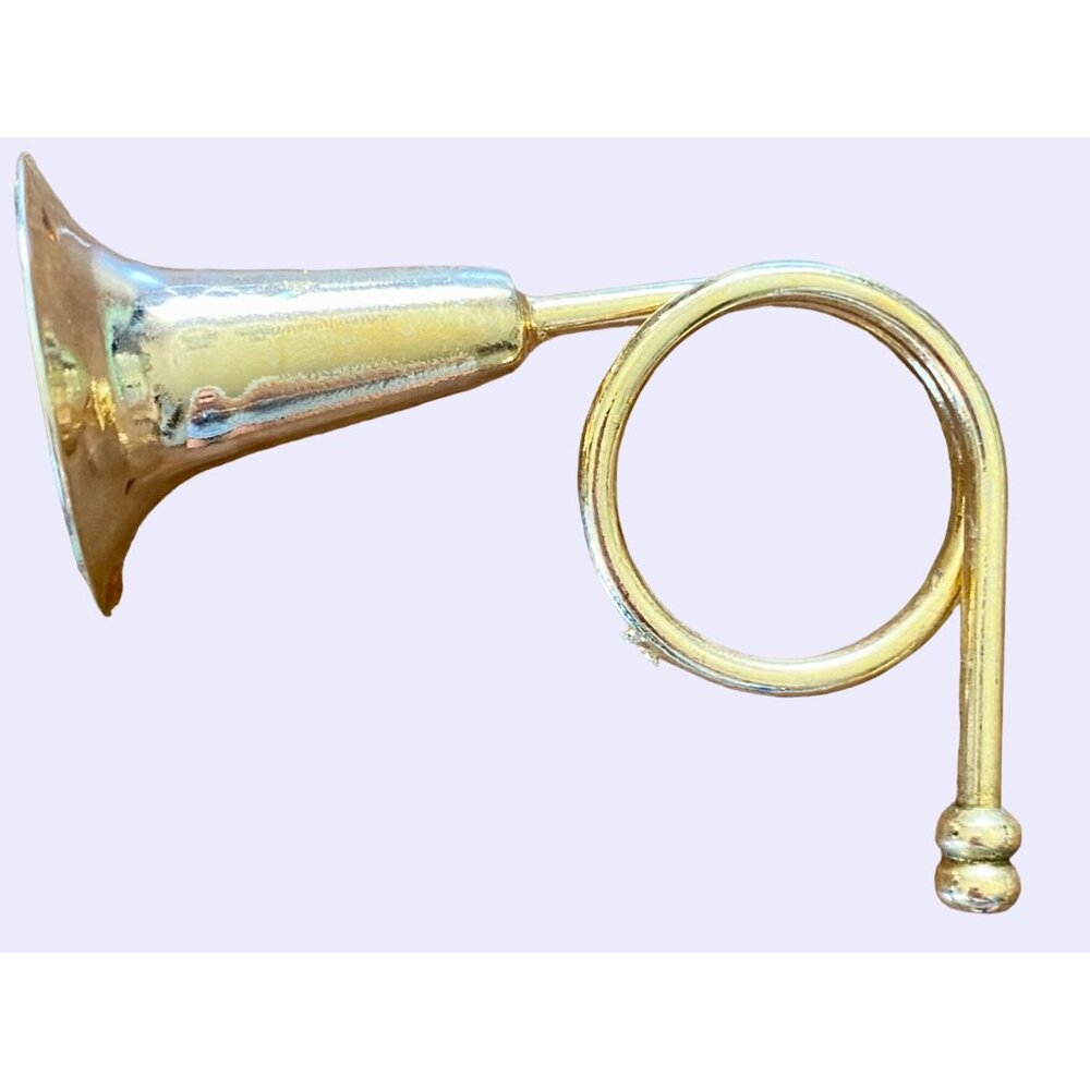 MINIATURE BRASS METAL MUSICAL INSTRUMENT CHRISTMAS ORNAMENT French Horn